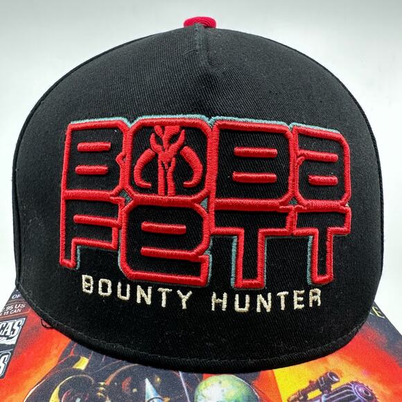 Boba Fett Brim Snapback Hat Bounty Hunter Graphics Star Wars Black/Red One Size - Picture 1 of 10